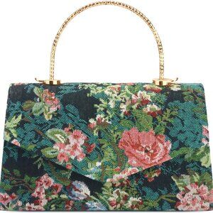 Clutch Purse Women Floral Embroidery Evening Bag Shoulder Handbag for Wedding